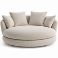 Ronde 2-zitsbank van crèmekleurige bouclé, 140 x 110 x 75 cm