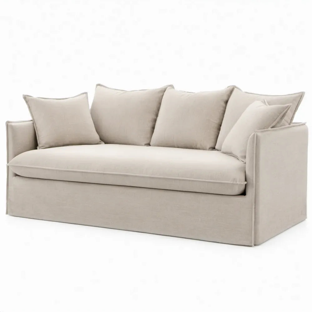 Beige 2-zitsbank van polyester, 170 x 90 x 85 cm