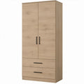 Eikenkleurige kast met 2 deuren en 2 lades, 80 x 52 x 200 cm