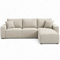 Beige L-vormige 3-zits hoekbank met chaise longue rechts, 280 x 160 cm