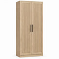 Kledingkast met 2 deuren, naturel eiken en zwart, 90 x 50 x 190 cm
