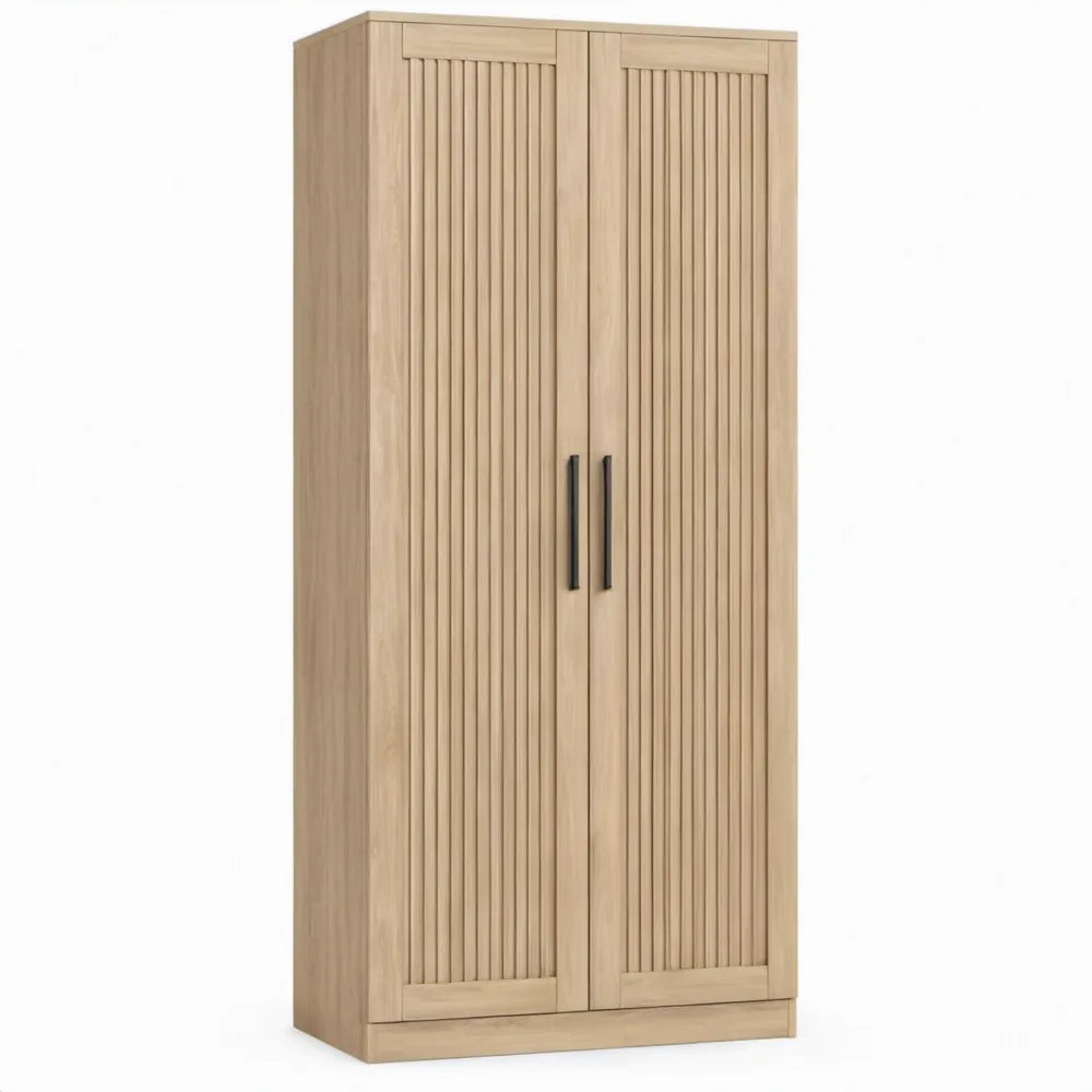 Kledingkast met 2 deuren, naturel eiken en zwart, 90 x 50 x 190 cm