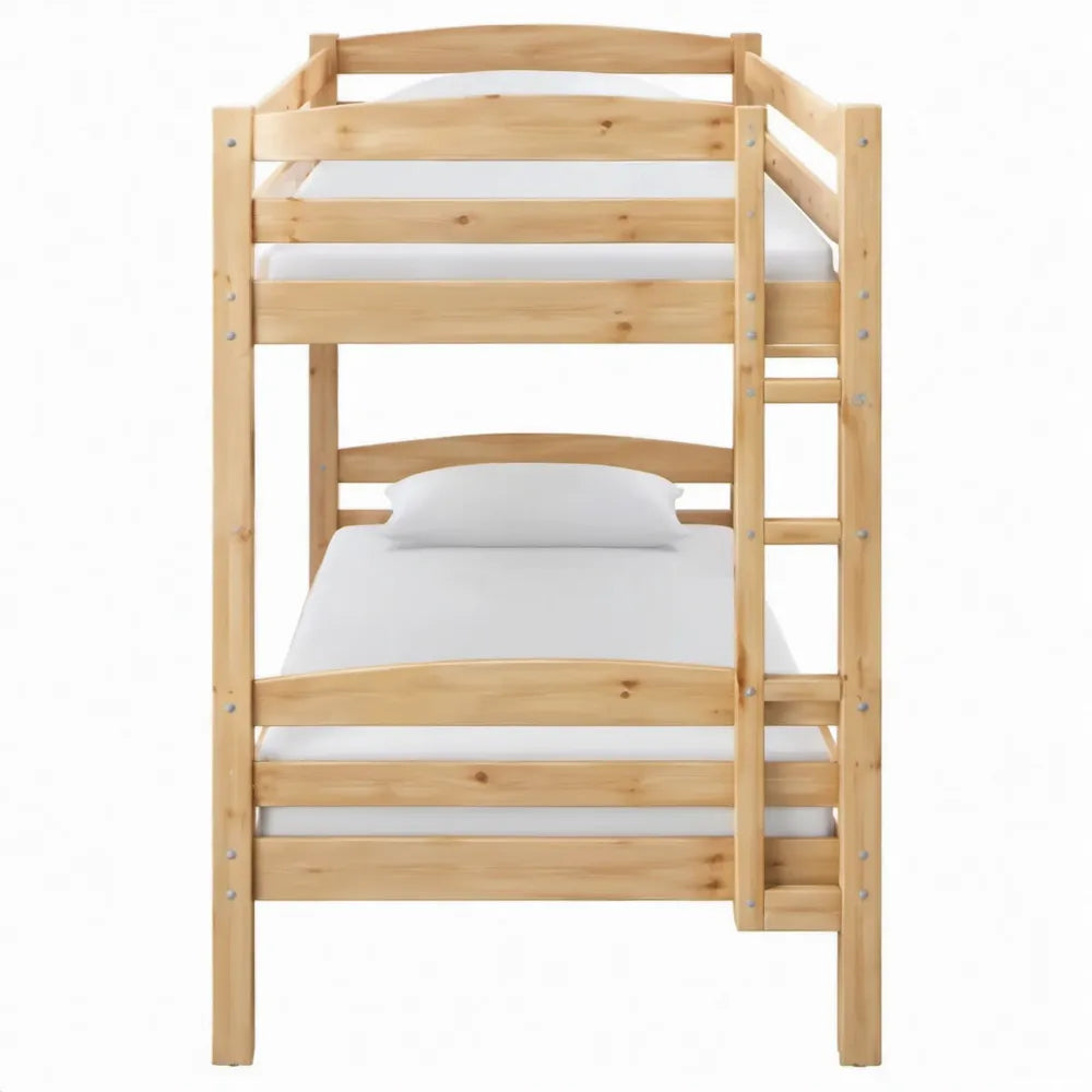 Stapelbed van massief grenenhout 90 x 200 cm Naturel