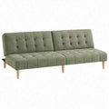 Olijfgroene 3-zitsbank van polyesterfluweel met rubberhouten poten, 180 x 80 x 78 cm