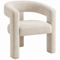 Crèmekleurige bouclé fauteuil met gebogen vorm, 74 x 73 x 76 cm