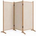 Opvouwbaar 3-delig kamerscherm van bamboe en polyester, 180 x 180 cm, naturel/beige/zwart