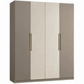 Kledingkast met 4 draaideuren, 180 x 52 x 200 cm, Taupe/Licht eiken