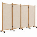 Verrijdbaar 4-delig kamerscherm 320 x 180 cm van bamboe en polyester, beige/naturel/zwart