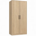 Opbergkast met 2 deuren, 80 x 40 x 180 cm, licht eiken met zwarte handgrepen