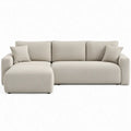 Beige hoekbank met chaise longue links 280 x 160 x 85 cm van bouclé polyester